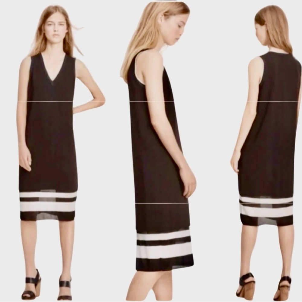 Vince Black and White Midi Dress